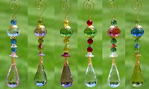 Colorful Crystal Quality Acrylic Teardrop Ornament with Hanger Hook 7 Inches Long (2 Sets (12 PCs))
