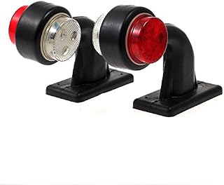 LiNKFOR Side Marker Lights 2 PCS 6LED Side Marker Lights White Red Elbow Lamp Compatible with 24V Trailer Truck