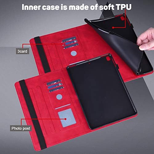 GLANDOTU Case for Huawei MediaPad M5 lite 10 10.1 inch PU Leather Case lightweight Folio Flip Tablet Embossed Leather Cover Case with fold Stand Protective Shell - Red