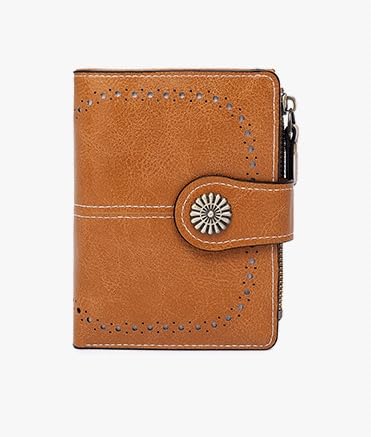 Small RFID Blocking Wallet for Women – Compact Leather Bifold Credit Card Holder with Zipper Pocket