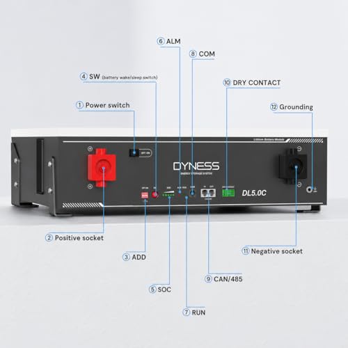 Image of Dyness 48V 100Ah LiFePO4 Lithium Battery, 5.12kWh with 100A BMS, Wi-Fi Monitoring, CAN /RS485, 6000+ Cycles, 5.12kW Power Server Rack Battery for Solar, Off-Grid & Home Backup Power