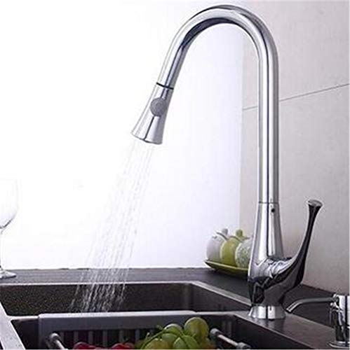 Robinet de cuisine avec douchette extractible en cuivre chrome