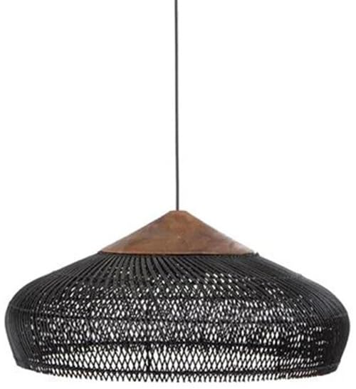 Suspension rotin noir pour transformer un éclairage froid