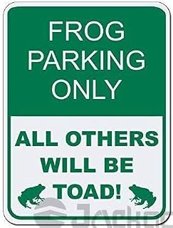 Frog Parking Only All Others Will Be Toad! Signs Country Retro Metal Wall Man Cave 18x12 inches Metal Signs Decorative Signs