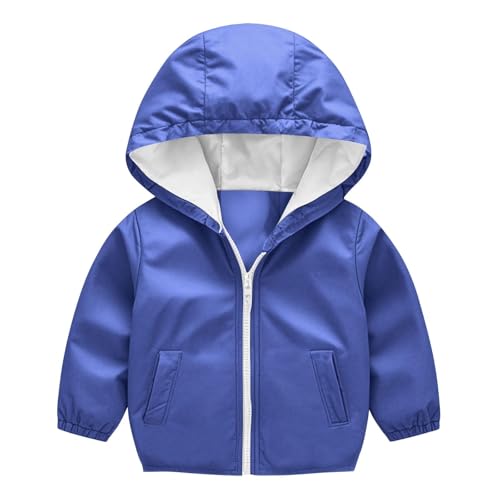 Boys Girls Rain Jacket Kids Zip Up 𝗛ooded Windbreaker 𝗪aterproof Outerwear Long Sleeve Button Down Coat Casual