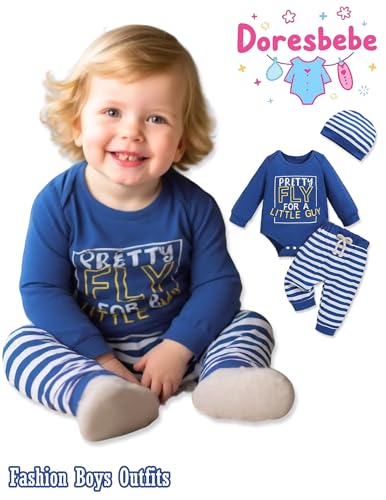 Newborn Baby Boy Clothes Boy Outfit Infant Romper Winter Fall Long Sleeves Pants Set Hat 3PC3