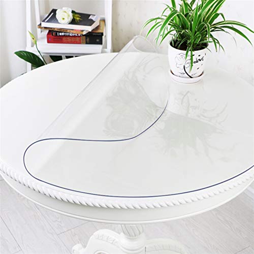 Transparent Waterproof Table Mat for Coffee Table, Round or Rectangle Soft Glass Protector (Diameter 70CM) - Best Chair Mat for Indoor Use