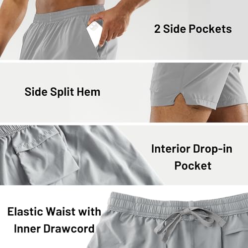 Image of MIER Men's Workout Running Shorts Lightweight Active 5 Inches Shorts with Pockets, Quick Dry, Breathable
