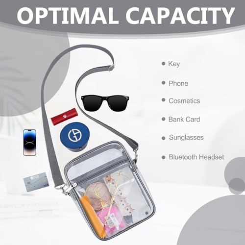 Image of Clear Bag for Stadium Events - Sports Messanger Bag Small Mini Clear Purse for Fan, Concert, Work, Travel