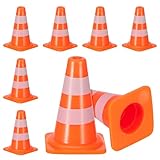 STOBOK 7pcs Mini Traffic Cones for Kids, Orange Roadblock Toys Educational Traffic Signs Playset for Imaginative Parking Lot Scenes and Social Skills Development