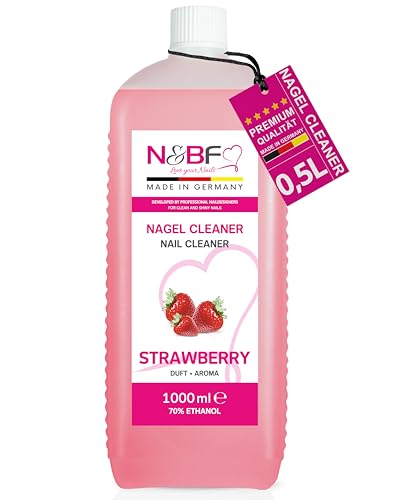 NAILS FACTORY Nettoyant pour ongles avec parfum 1 litre pour ongles en gel Nettoyant pour ongles 70% d'alcool éthanolique cosmétiquement pur en qualité...