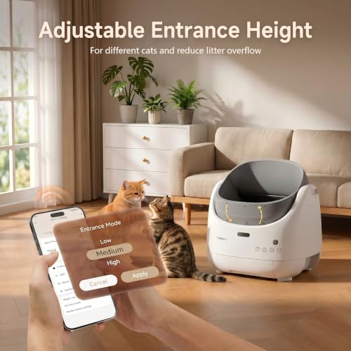 Automatic Litter Box, Self Cleaning Litter Box for Multiple Cats, APP Control and Safety Sensors, Odor Control, Open-Top Smart Cat Litter Box with Trash Bags/Litter Mat — view 4