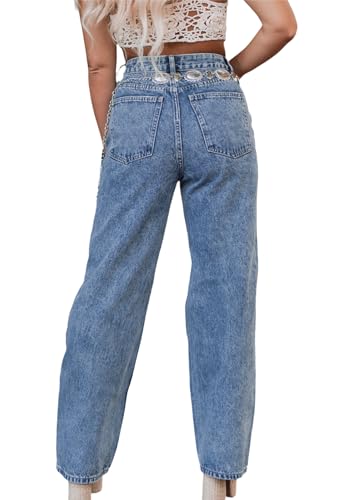 ZERMOM Women's Ripped Skinny Jeans Stretch Mid Rise Straight Leg Denim Pants2