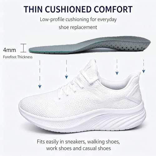 Image of Knixmax Women's Sport Shoe Insoles, Comfort Thin Cushioning Sneaker Inserts for Woman, Breathable Replacement Innersoles for Running Shoes, Loafers, Walking Shoe Liners Grey EU 37