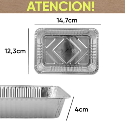 Miniatura 6 de Jofisa 100 Bandejas De Aluminio Desechables Con Tapa Envases Para Comida Para Llevar, Horno, Congelador Recipientes De Aluminio Con Tapas Para Alimentos, Reutilizables Y Resistentes 500 Ml