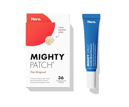 Mighty Patch Original Pimple Patch and Mighty Shield Liquid Patch Invisible Blemish Protectant Bundle (36 Patches, 10ml Liquid)