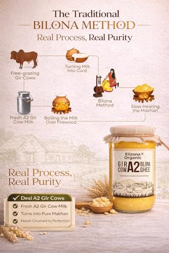 Image of Elizona Organic A2 Gir Cow Ghee 1 Litre Made Using Vedic Bilona Method | Grass-Fed & Healthy | A2 Cow Ghee Desi | Glass Bottle Packaging I Lab Tested