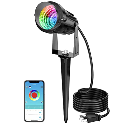 Musuger 1500Lm Led High Brightness Outdoor Landscape Lighting 15W Rgb Color Changing Landscape Lights Bluetooth Remote Control Spot-Lights With Plug In Ip66 Waterproof Flood Light For Garden - 1 Pcs #TOP29