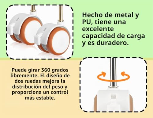 Miniatura 3 de Zoetekway Set Di 4 Ruote Piroettanti Per Mobili Per Bambini Con Perno A Manicotto Circa 7 Mm, Per Lettino Per Bambini, Lettino Per Bambini, Culla Con Ruote, Ruote Per Mobili Con Freno Bianco