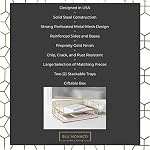 BLU MONACO | Paper Tray Stackable Gold Mesh Set of 2 | Stackable File Trays for Desk Organization | Tiered Desk Organizer with Metal Letter Trays - Image 3