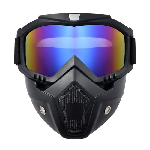 Motorcycle Face Mask Goggles Dirt Bike Goggles Grip for Adults Helmet Anti UV Windproof Dustproof Anti Fog Glasses for Riding ATV Off Road Racing with Cool Look Paintball Airsoft Mask
