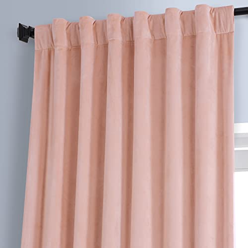 Image of HPD Half Price Drapes Signature Plush Velvet Blackout Curtains for Bedroom (1 Panel), 50W X 96L Hotel Black Out Curtains for Living Room, Thermal Insulated Blackout Curtains, Apricot Blossom