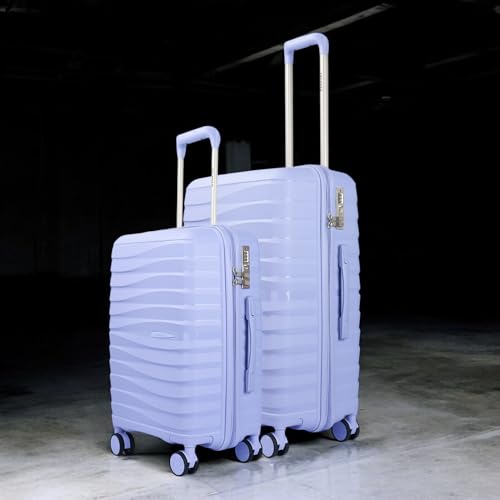 Image of Vacanza Series 2 Polypropylene Unbreakable Hard-Sided Cabin & Check-in Size Luggage Trolley Bag Set of 2 | Purple (55 & 65 cm)