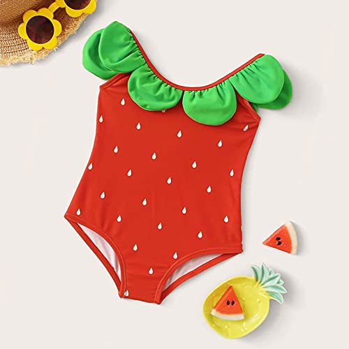 Baby Toddler Girls One Piece Swimwear Summer Cute Watermelon Print Sleeveless Swimsuit with Rufflet Shoulders for Baby4