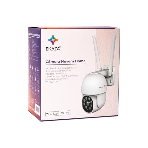 EKAZA Câmera de Segurança Externa Inteligente Nuvem Dual Dome, WiFi, IP65, H 310°/ V 140°, Compatíve