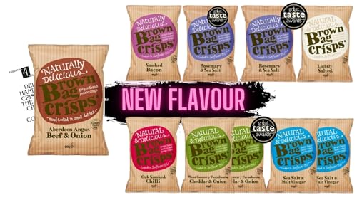 Essential 4 You Brown Bag Crisps, The Ultimate Crisps multipack - 10 Assorted 40g Beef and Onion Crisps, Salt and Vinegar Crisps, Prawn Cocktail Crisps. Perfect Pub Snacks