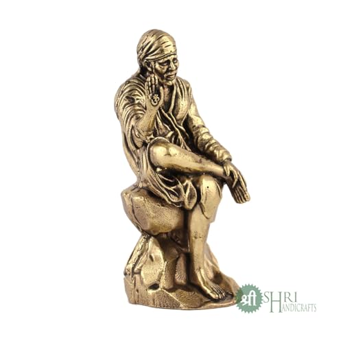 Image of INDICAST Brass 3 inch Sai Baba Statue | Symbol of Faith and Blessings | Sai Baba Murti Hindu God Idol Figurine Perfect for Decoration Puja & Gifting Purpose Sculpture (Weight- 80gm)