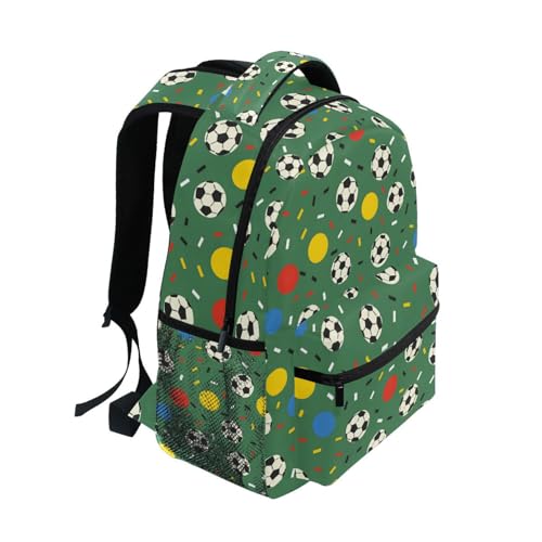 Soccer Ball Polka Dot Green Backpack for School Boys Girls Adults Kids Bookbag Laptop Bag 15L2