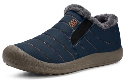 Image of Eagsouni Womens Mens Snow Boots Winter Slip On Shoes | Unisex Warm Fur Lined Slip-On House Shoes,Rubber Sole,Anti Slip,Water Resistant,Comfortable,Indoor Outdoor Daily Walking