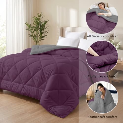 Image of AYKA Reversible Comforter 220 GSM Microfiber Reversible AC Comforter /Blanket for Winter /Quilt /Duvets for Queen Size Single Bed Comforter (60 * 90, Burgundy & Grey)| TC - 220