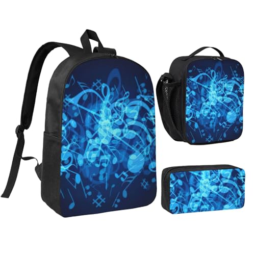 Sac à dos scolaire 3 en 1 noir 43 cm et trousse à crayons imprimée