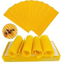 TooGet Beeswax Foundation Sheets, 10-Pack Natural Yellow Beeswax Sheets for Beekeeping Hive Frames & Candle Making Supplies - 13.3 x 9 cm