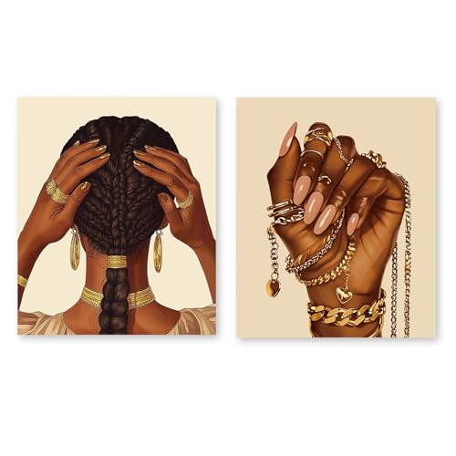 RLTXBUK 2 Pack Black Women Girl Gifts Diamond Art Kits, African American Gifts for Black Women Gem Diamond Painting Art Kits for Adults Beginners, 9.8x11.8 Inch
