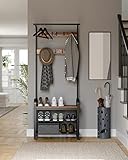 SONGMICS Garderobenständer, Schuhregal mit Sitzfläche - 8