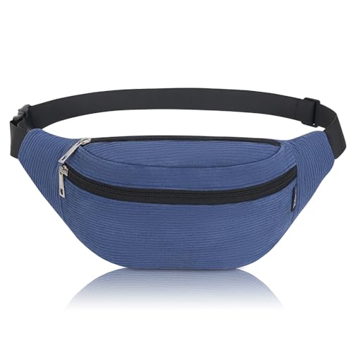Sac Banane, Sac à la Taille Ceinture de Course Homme Femme Sacoche Banane Réglable pour Cyclisme Gym Balade Escalade Voyage Randonnée Vacances (Bleu foncé)