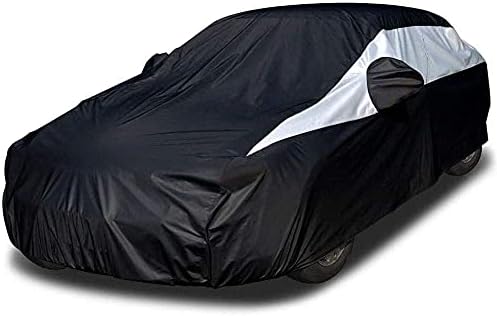 Titan Jet Black Poly 210T Car Cover for Sedans 186-202". Waterproof, UV Protection, Scratch Resistant, Driver-Side Zippered Opening. Fits Camry, Accord and More.
