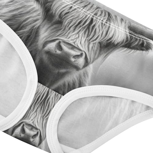 Bright Toddler Underwear Custom 2t Cotton Panties Little Girl Black White Highland Cow Undies Kids Briefs4