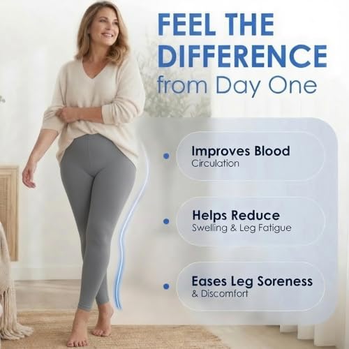 Image of ABSOLUTE SUPPORT Women Compression Leggings 20-30mmHg, Gray, 5X-Large