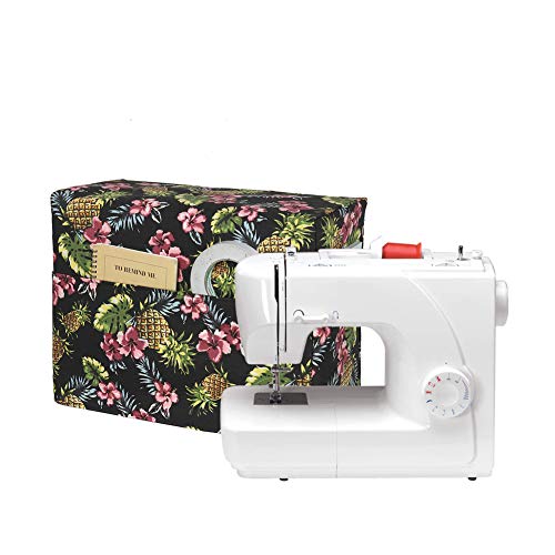 Sewing Machine Case Cover, Quilted Sewing Machine Dust Cover with Pockets for Extra Accessories Fits Most Standard Brother Singer Machines, Sewing Storage Case Keep Clean and Safe (Tropical Pineapple)