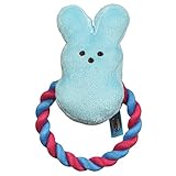 Peeps for Pets Bunny 6 Inch Blue Plush Rope Pull Toy for Dogs | Blue Dog Toy from Peeps, Plush Fabric Dog Toys | Small Squeaker Dog Toy with Rope (FF16024)