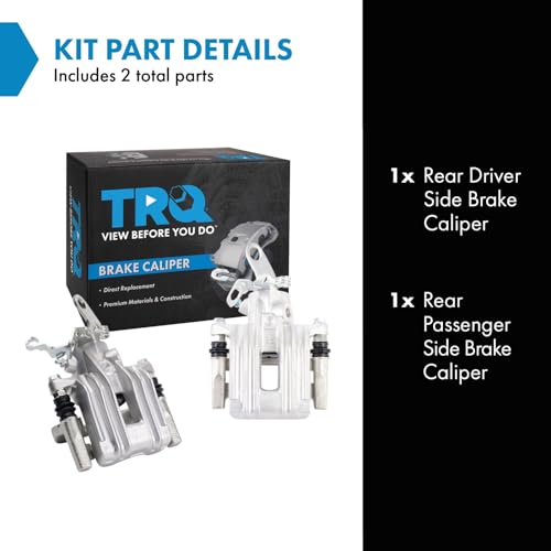 Image of TRQ Rear Driver and Passenger Side Brake Caliper Set Caliper Brackets Hardware Compatible with 2010-2016 VW Golf /Jetta /Eos /GTI /Passat Beetle and 2010-2013 Audi A3