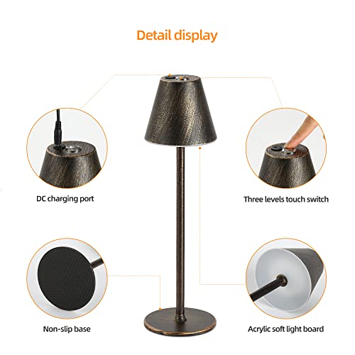 Cordless Table Lamp,Rechargeable Desk lamp,4000mAh Battery ,3 Level Brightness Night Light