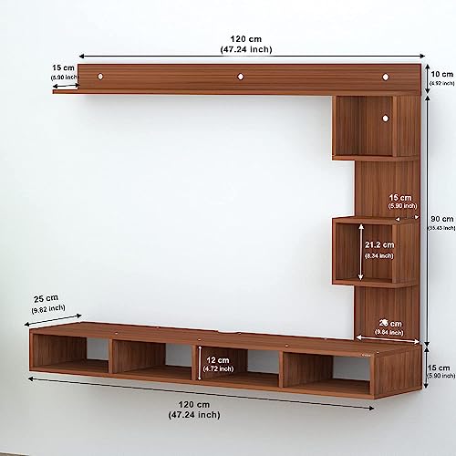Image of Anikaa Irina Engineered Wood Wall Mount TV Unit /TV Stand /TV Cabinet /TV Entertainment Unit /Set Top Box Stand (Walnut) (Ideal for 43 Inch)(D.I.Y)