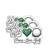 (3Pcs) Peace Love Golf Stickers Funny Golf Ball Decals For Golfers Sarcastic Quote Humor Motivational Inspirational Gifts Waterproof Vinyl Kindle Water Bottle Bumper Car Hard Hat Phone Laptop 3X1.9