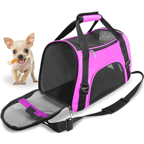 Trasportino da Viaggio per Animali Domestici Criceti Conigli Cani, Borsa Portatile per Animali Domestici Morbida Omologata Dalle Compagnie Aeree (M - 47x27x28 CM for Max 5KG Pet, Viola)