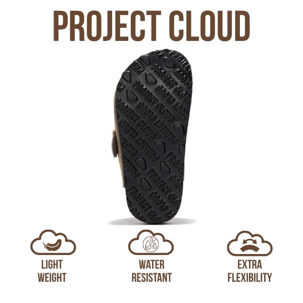 Image of Project Cloud Kids Clogs 100% Genuine Leather with Natural Cork Footbed & Memory Foam Insole Arch Support - Non-Slip Clogs for Kids - Slippers Sandals for Boys & Girls Footwear